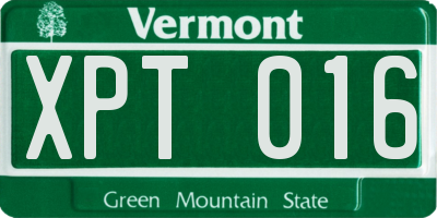 VT license plate XPT016