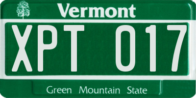 VT license plate XPT017