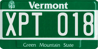 VT license plate XPT018