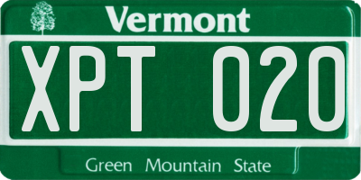 VT license plate XPT020