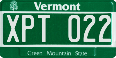 VT license plate XPT022