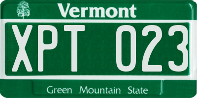 VT license plate XPT023