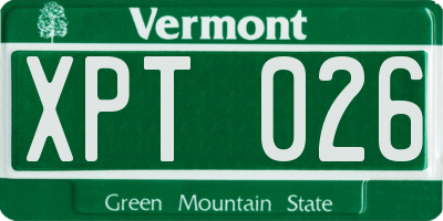 VT license plate XPT026