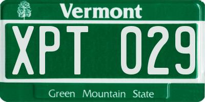 VT license plate XPT029