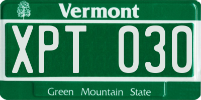 VT license plate XPT030
