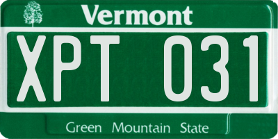 VT license plate XPT031