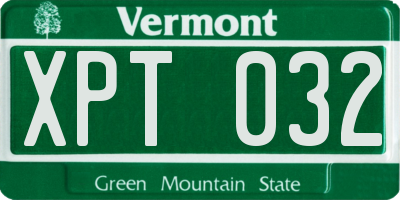 VT license plate XPT032