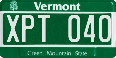 VT license plate XPT040