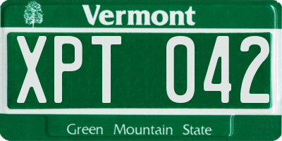 VT license plate XPT042