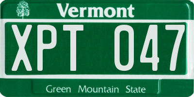 VT license plate XPT047