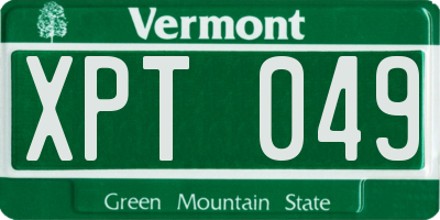 VT license plate XPT049