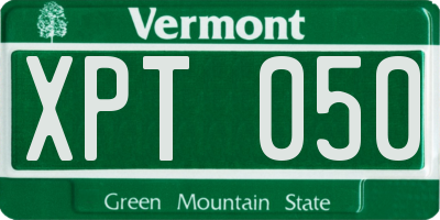 VT license plate XPT050