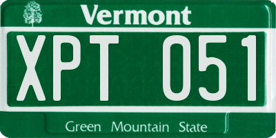 VT license plate XPT051