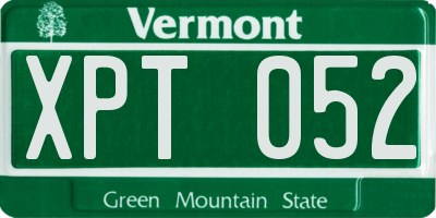 VT license plate XPT052