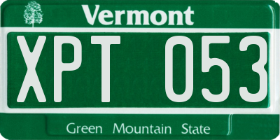 VT license plate XPT053