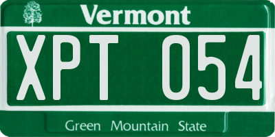 VT license plate XPT054