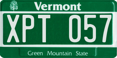 VT license plate XPT057