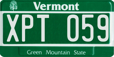 VT license plate XPT059