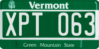 VT license plate XPT063