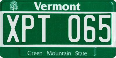 VT license plate XPT065