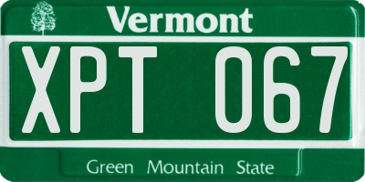 VT license plate XPT067