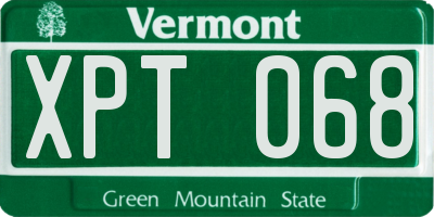 VT license plate XPT068