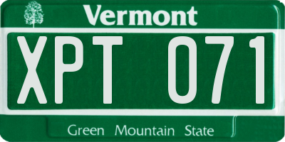 VT license plate XPT071