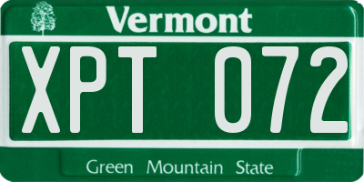 VT license plate XPT072