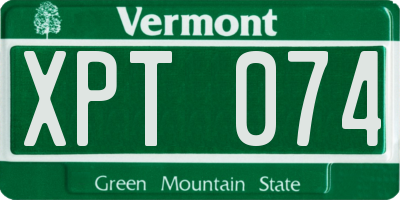 VT license plate XPT074