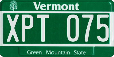 VT license plate XPT075