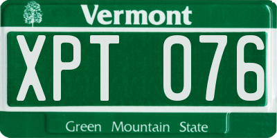 VT license plate XPT076