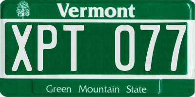 VT license plate XPT077