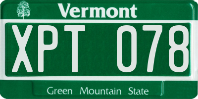 VT license plate XPT078