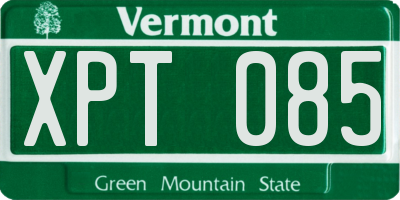 VT license plate XPT085