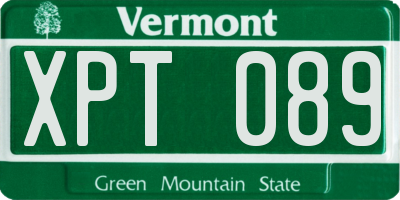 VT license plate XPT089