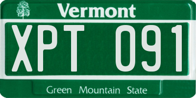 VT license plate XPT091