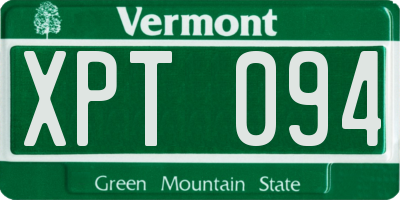 VT license plate XPT094