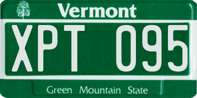 VT license plate XPT095