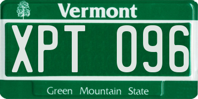 VT license plate XPT096