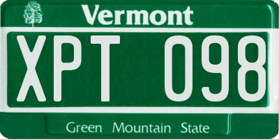 VT license plate XPT098