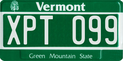 VT license plate XPT099