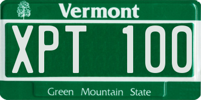 VT license plate XPT100
