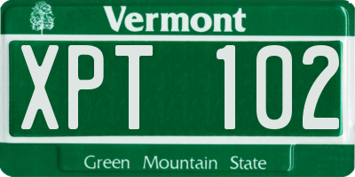 VT license plate XPT102
