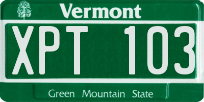 VT license plate XPT103