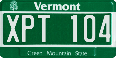 VT license plate XPT104