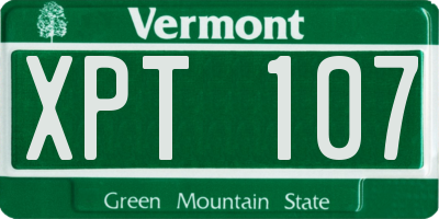 VT license plate XPT107