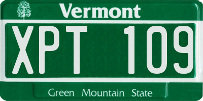 VT license plate XPT109