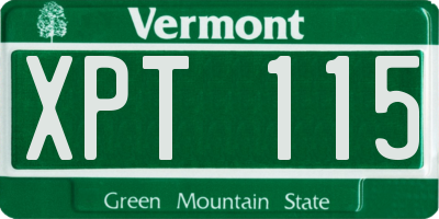 VT license plate XPT115