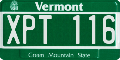VT license plate XPT116