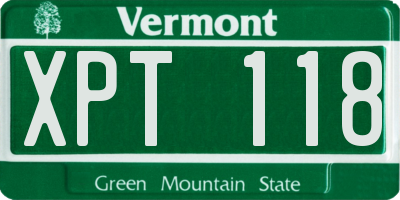 VT license plate XPT118